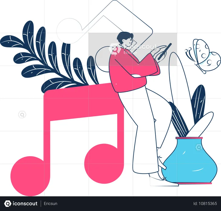 Hombre escuchando musica  Ilustración