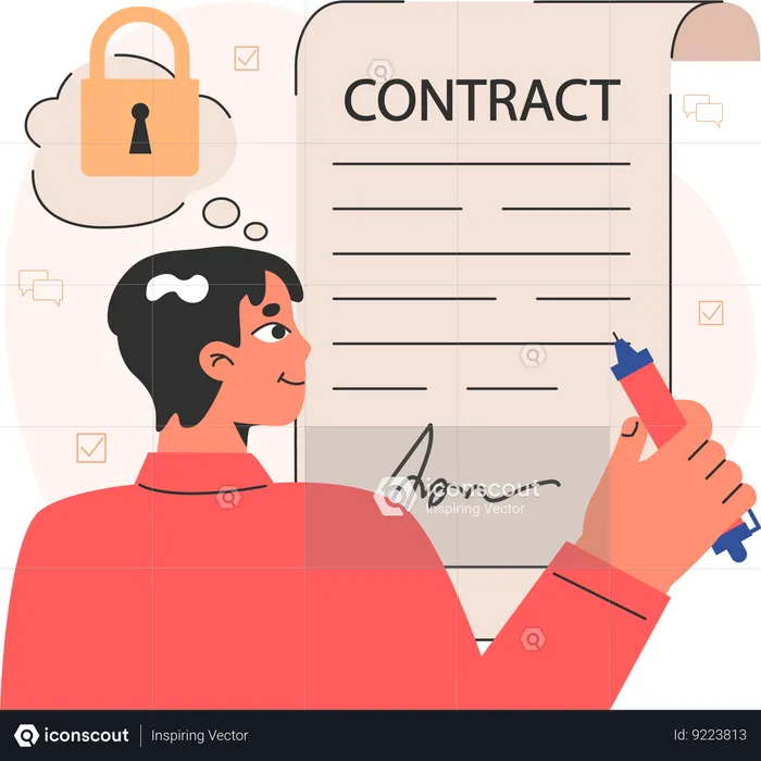 Hombre firmando contrato  Illustration