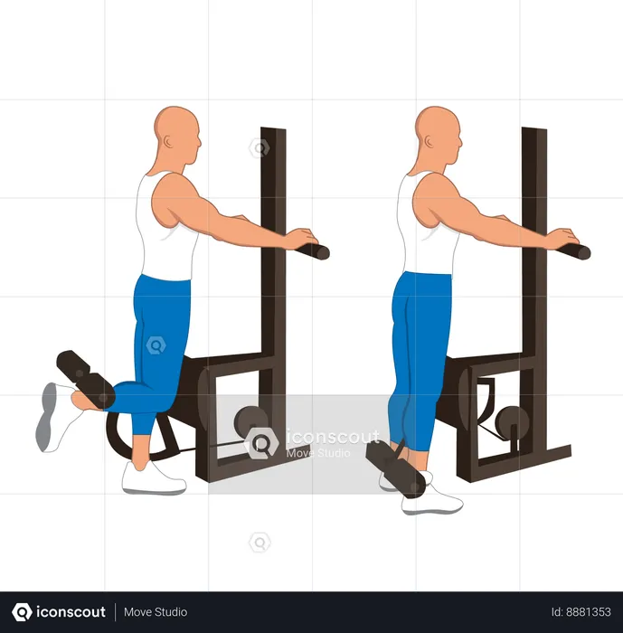 Hombre fitness haciendo curl de piernas  Ilustración