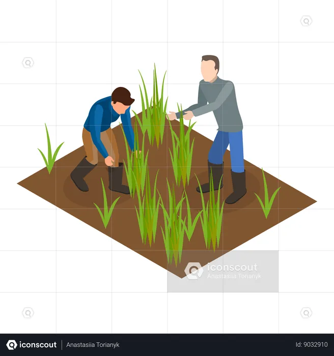 Hombre haciendo agricultura sostenible  Ilustración