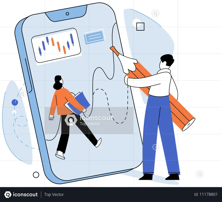 Hombre haciendo análisis de datos  Ilustración