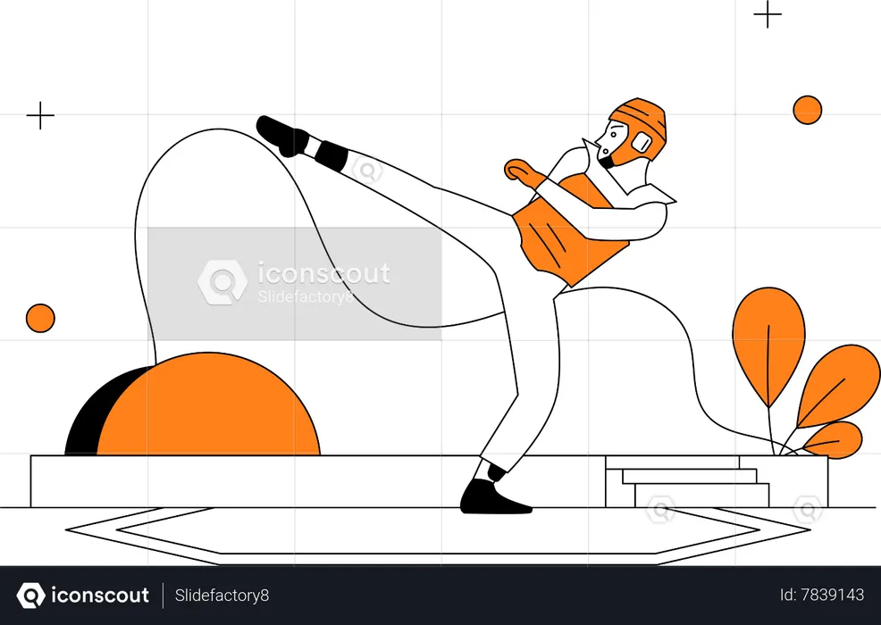 Hombre haciendo artes marciales  Ilustración