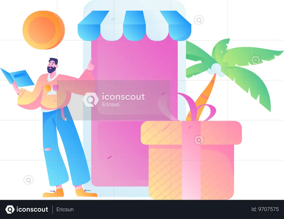 Hombre haciendo compras  Ilustración