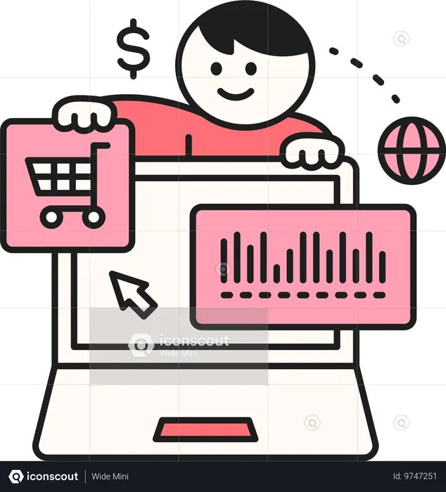 Hombre haciendo compras en línea  Ilustración