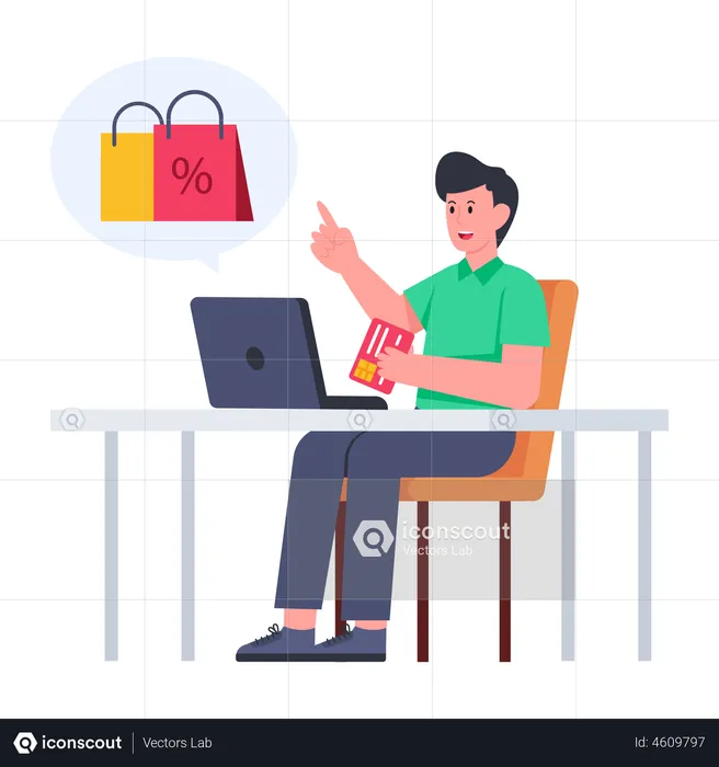 Hombre haciendo compras en línea  Ilustración