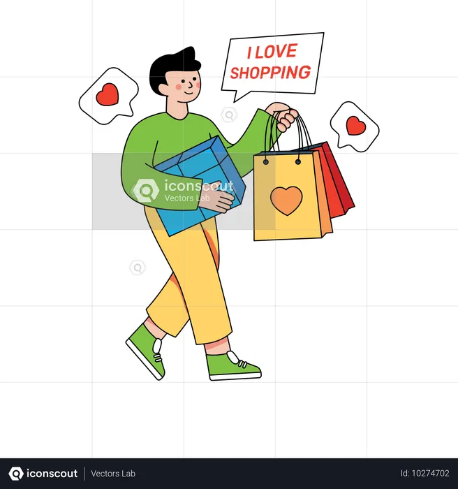 Hombre haciendo compras en línea  Ilustración