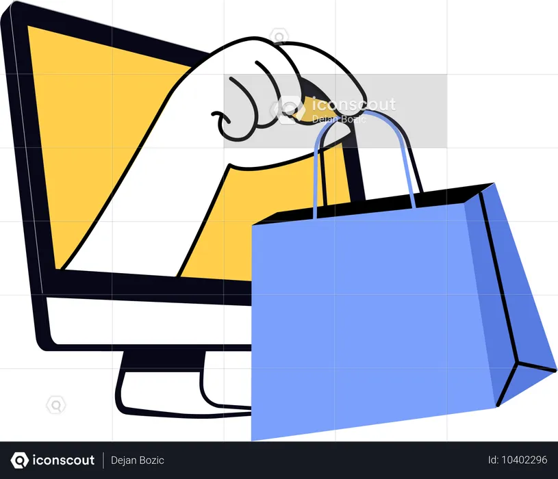 Hombre haciendo compras en línea  Ilustración