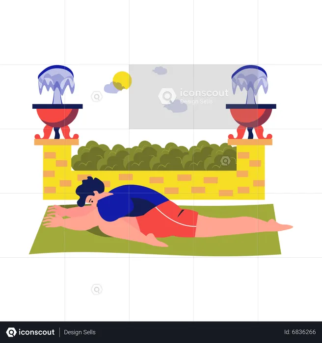 Hombre haciendo yoga cisne dormido  Ilustración