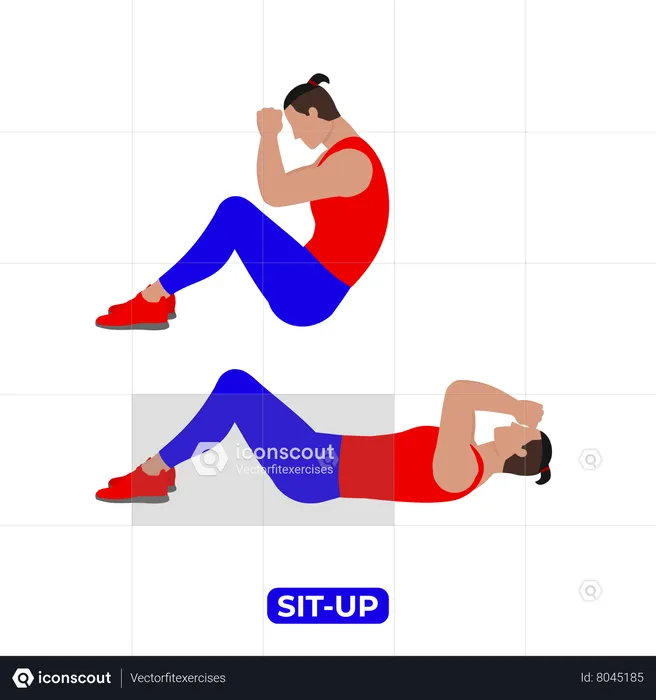 Hombre haciendo ejercicio de abdominales  Ilustración