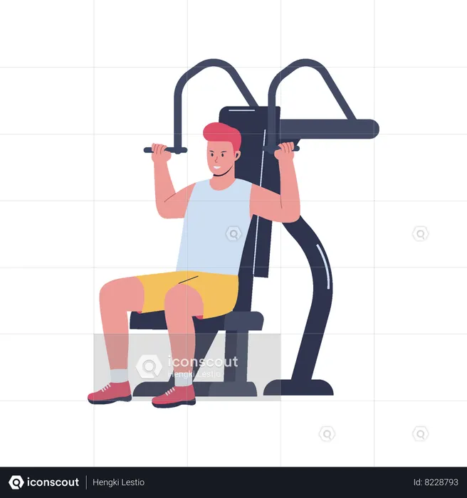 Hombre haciendo ejercicio en el gimnasio  Ilustración