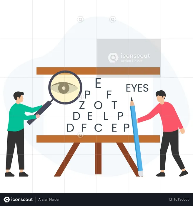 Hombre haciendo un examen ocular  Ilustración