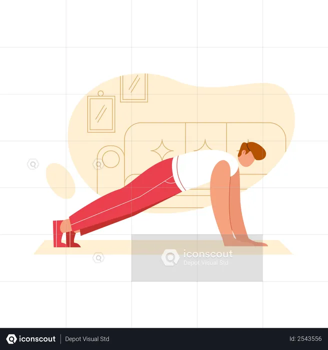 Hombre haciendo flexiones  Ilustración