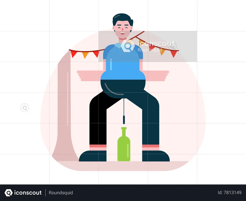 Hombre haciendo golpear globos  Ilustración