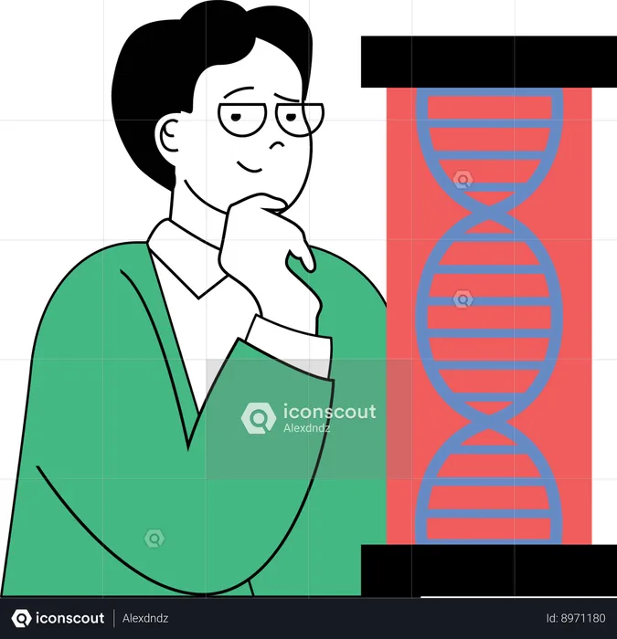 Hombre haciendo investigación de adn  Ilustración