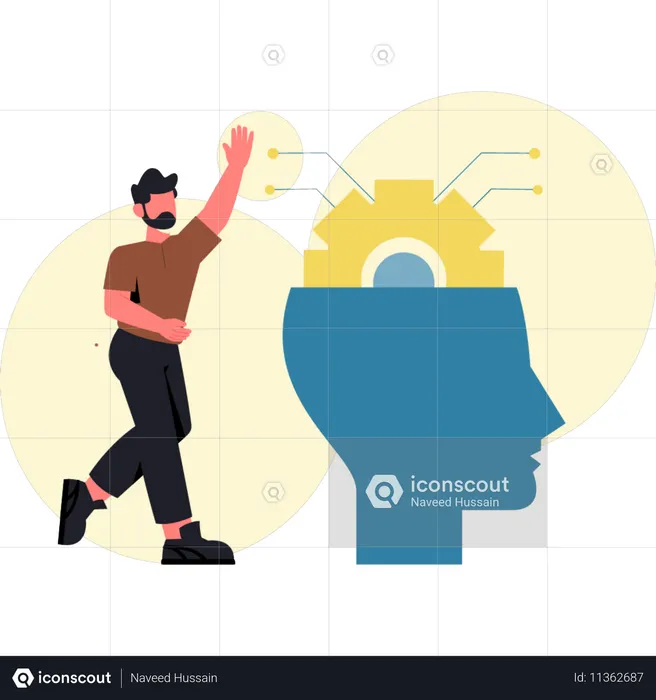 Hombre haciendo ajustes mentales  Ilustración