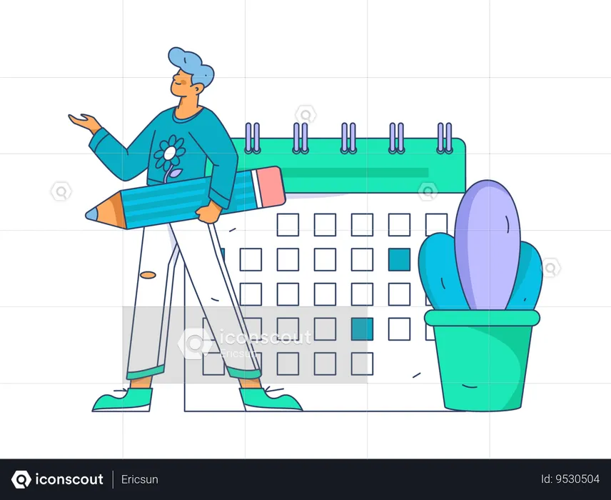 Hombre haciendo horario de negocios  Ilustración