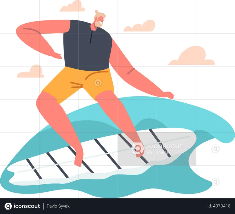 Hombre haciendo surf  Ilustración