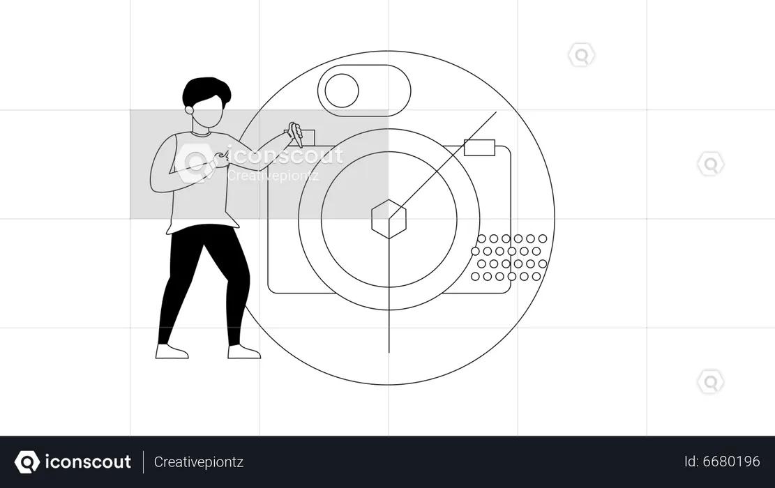 Hombre haciendo trabajo de cámara  Ilustración