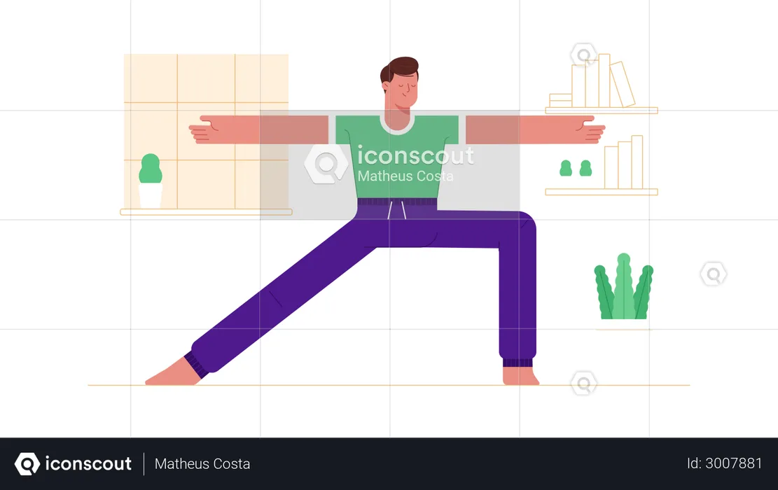 Hombre haciendo yoga  Ilustración