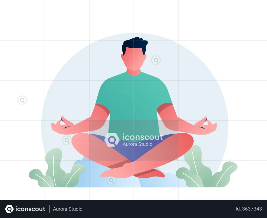 Hombre haciendo yoga  Ilustración