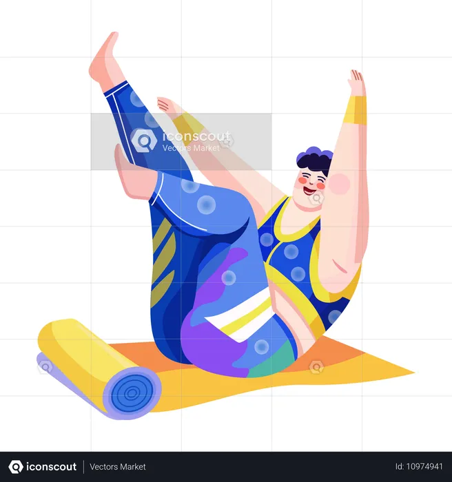 Hombre haciendo yoga divertido  Ilustración