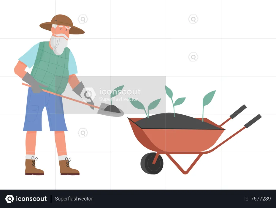 Hombre jardinero posa17  Ilustración