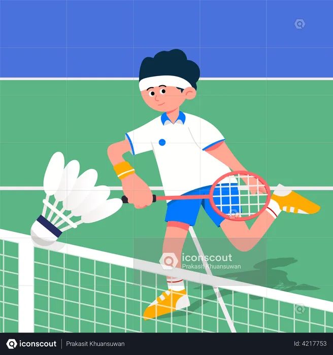 Hombre jugando bádminton  Ilustración