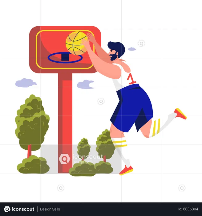 Hombre jugando baloncesto  Ilustración