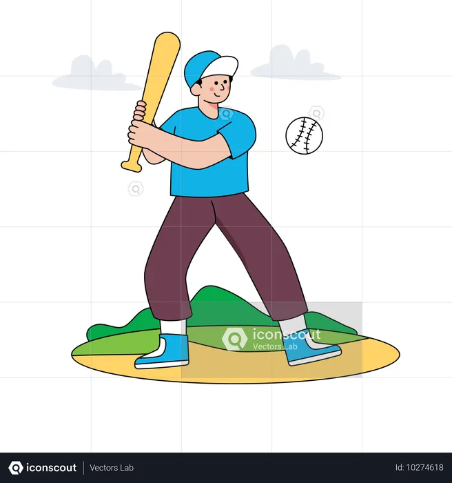 Hombre jugando béisbol  Ilustración