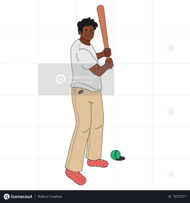 Hombre jugando béisbol  Ilustración