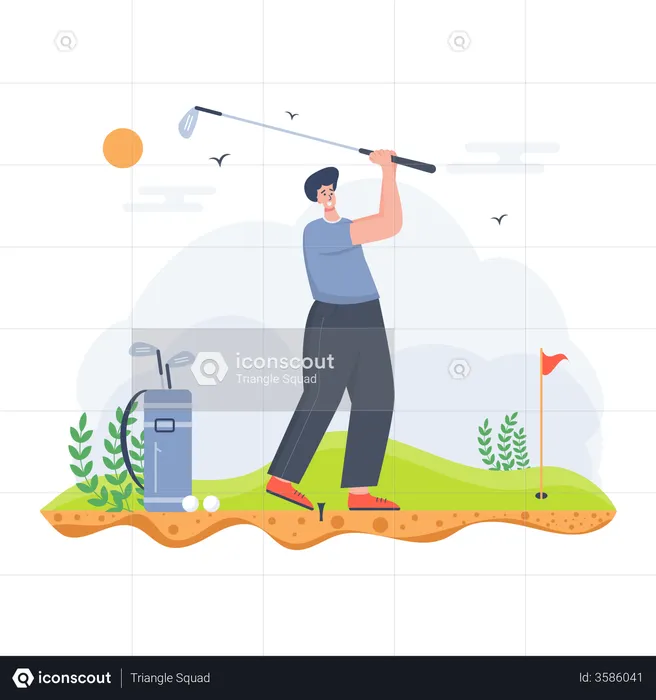 Hombre jugando al golf  Ilustración