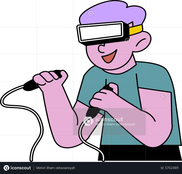 Hombre jugando juego de realidad virtual  Ilustración