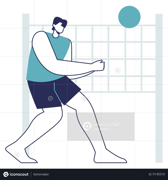 Hombre jugando voleibol  Ilustración