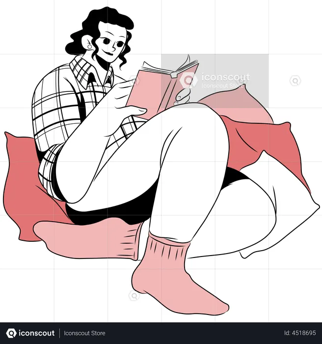 Hombre leyendo novela en tiempo libre  Ilustración