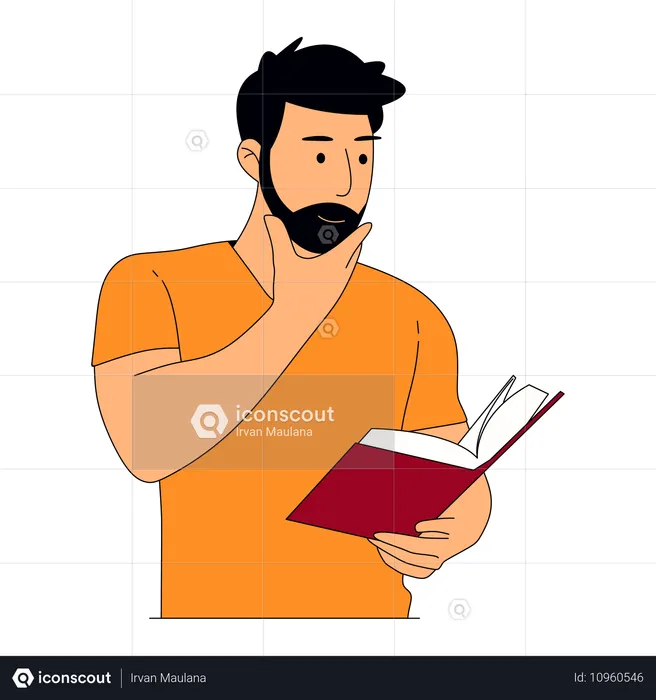 Hombre leyendo libro  Ilustración