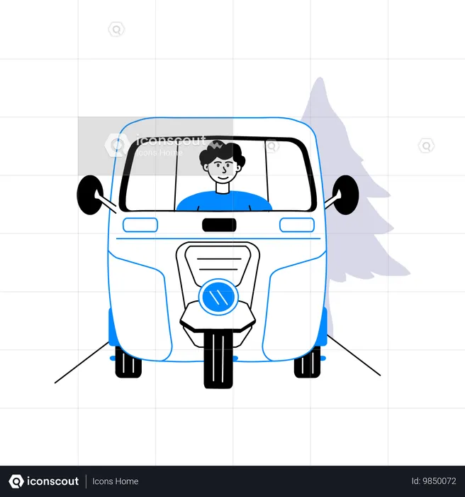 Hombre montando Auto Rickshaw  Ilustración