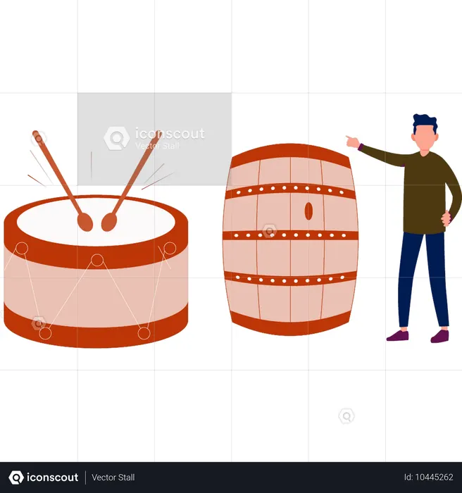 Hombre mostrando tambores bongó  Ilustración