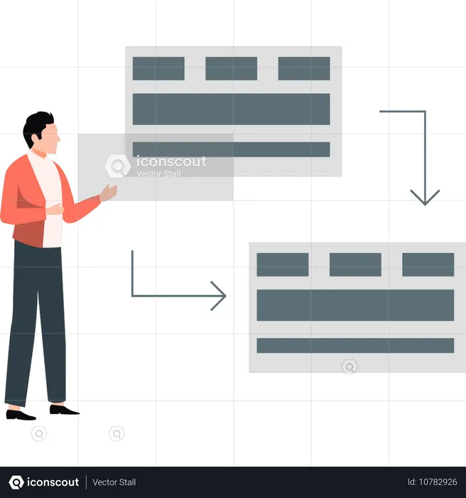 Hombre mostrando datos de transferencia  Ilustración