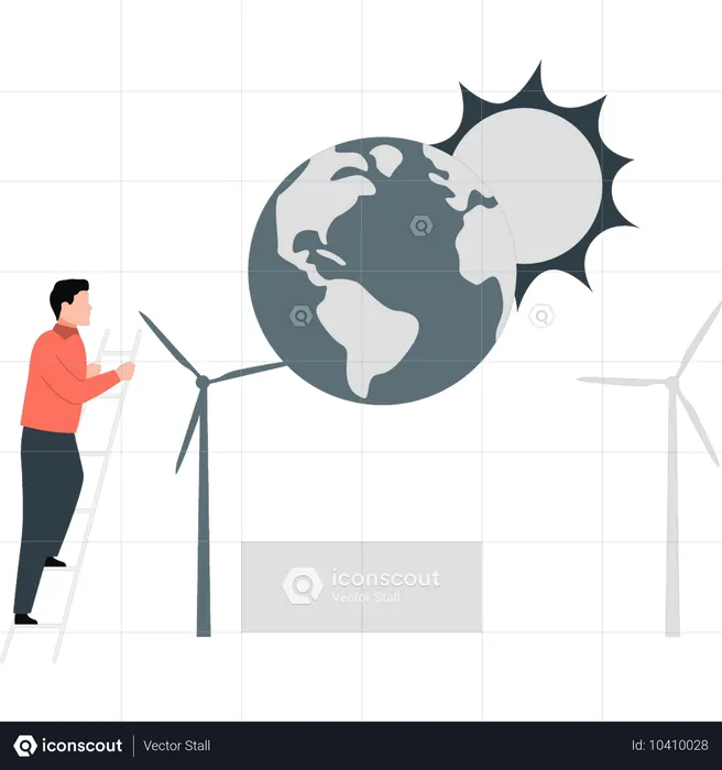 Hombre mostrando el medio ambiente mundial  Ilustración