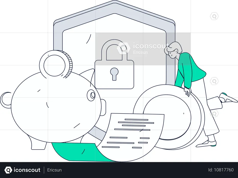 Hombre mostrando seguridad financiera  Ilustración