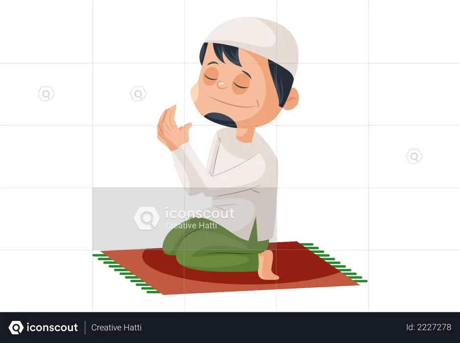 Hombre musulmán rezando namaz  Ilustración