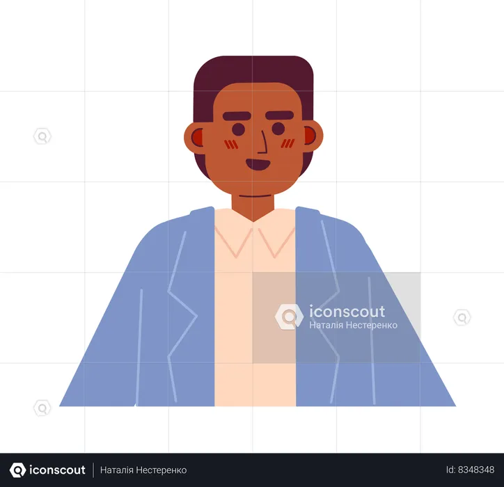 Hombre negro sonriente emocionado en traje  Ilustración