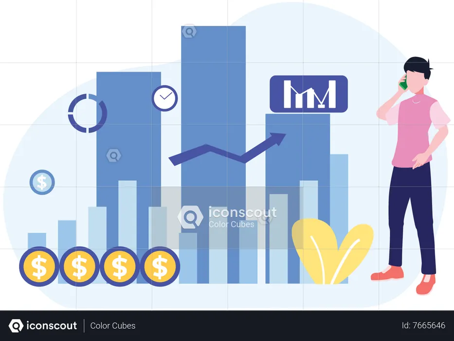 Hombre obteniendo crecimiento de la inversión  Ilustración