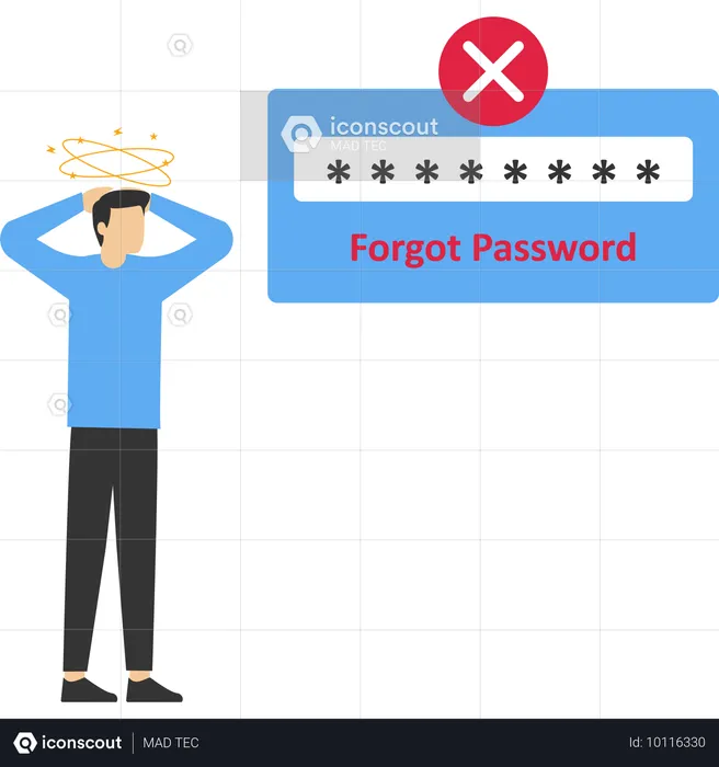Hombre olvida la contraseña  Ilustración