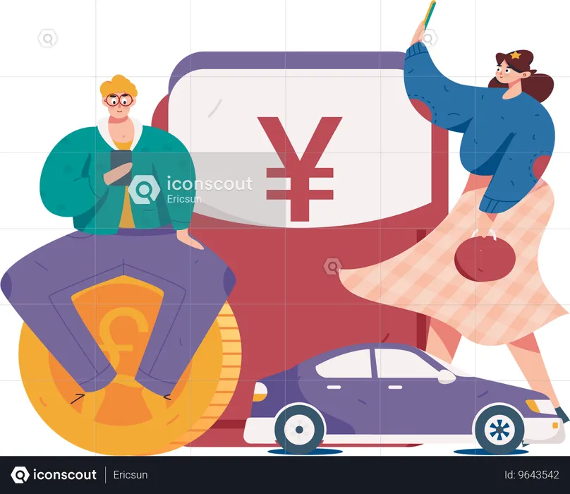 Hombre pagando alquiler de taxi  Ilustración