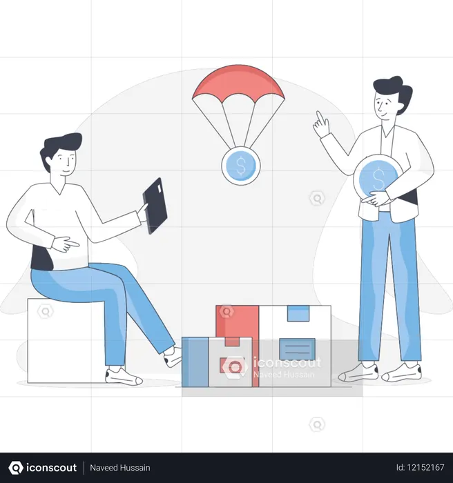 Hombre pagando contra reembolso  Ilustración