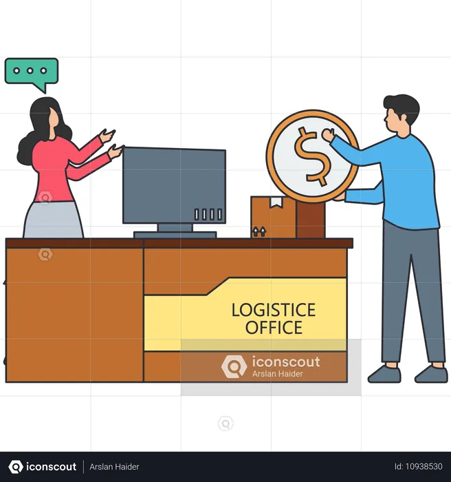 Hombre pagando en mostrador logístico  Ilustración