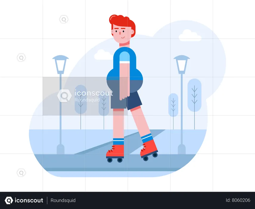 Hombre patinando  Ilustración