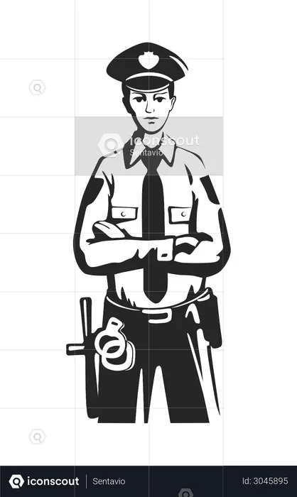 Oficial de policía masculino  Ilustración