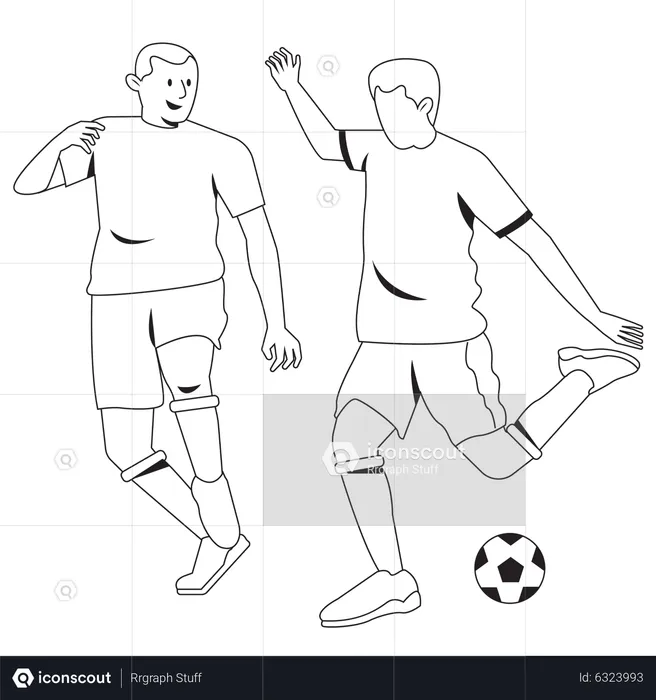 Hombre presionando fútbol  Ilustración